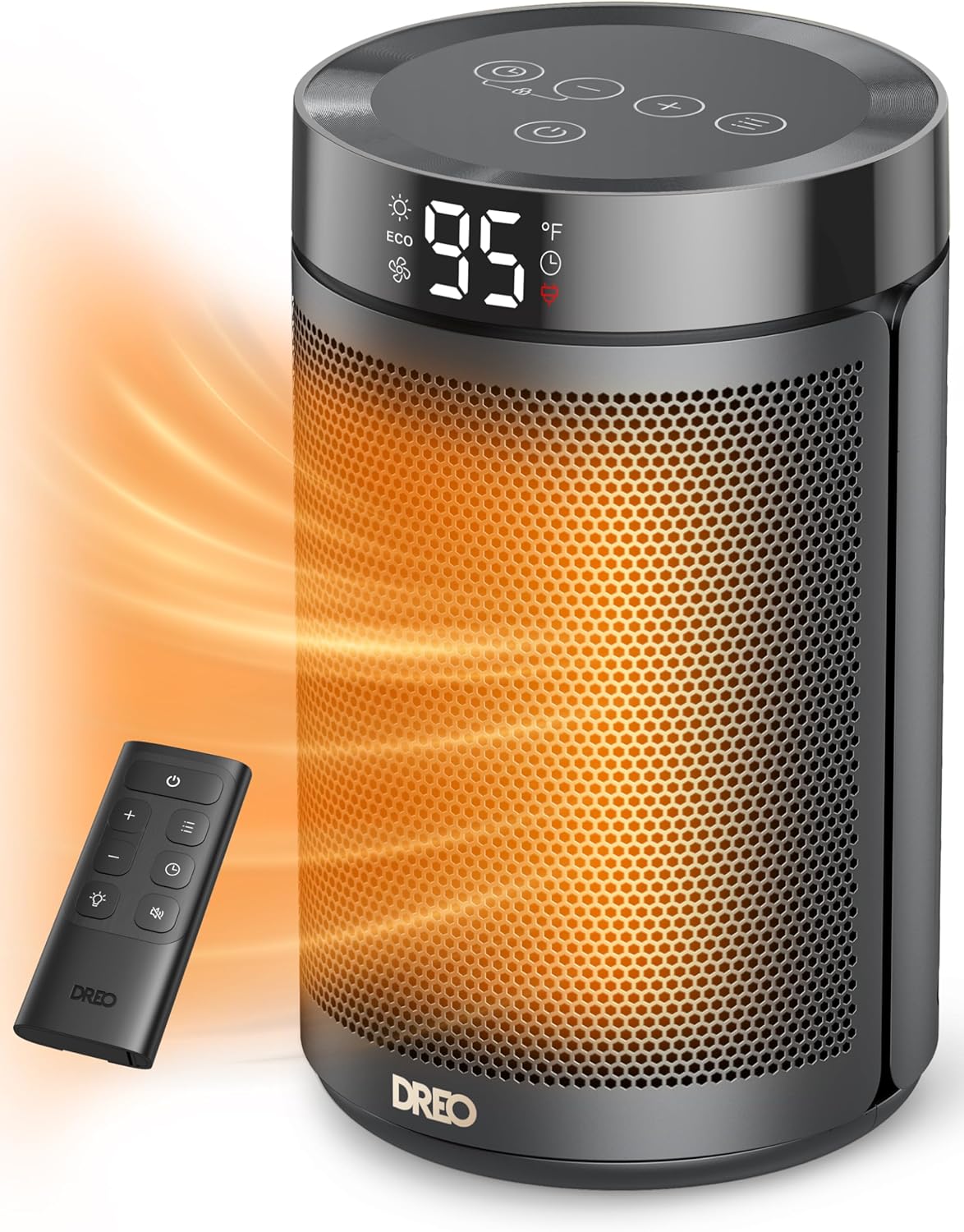 Space Heater, Portable Electric Heaters for Indoor Use with Thermostat, Digital Display, 1-12H Timer, Eco Mode and Fan Mode, 1500W PTC Ceramic Fast Safety Heat for Office Bedroom Home, Black