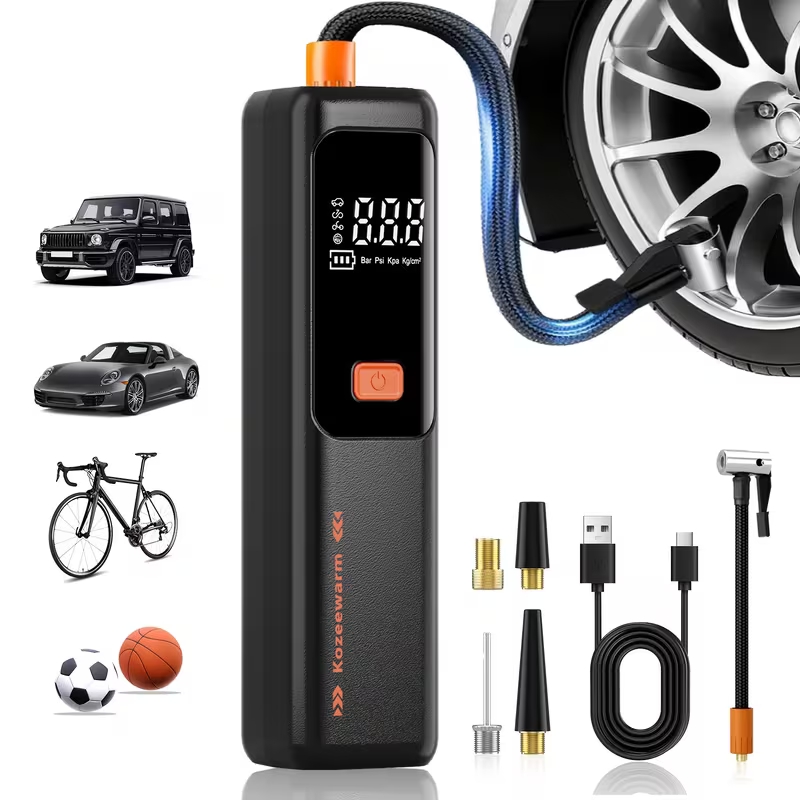 [Cordless Tire Inflator Portable] - Cordless Air Compressor with Digital Gauge, USB Rechargeable, 3X Fast Inflation for SUV, Cars, Bikes, Motorcycles & Sports Equipment And Ball, Air Pump for Car Tires, Portable Tire Inflator