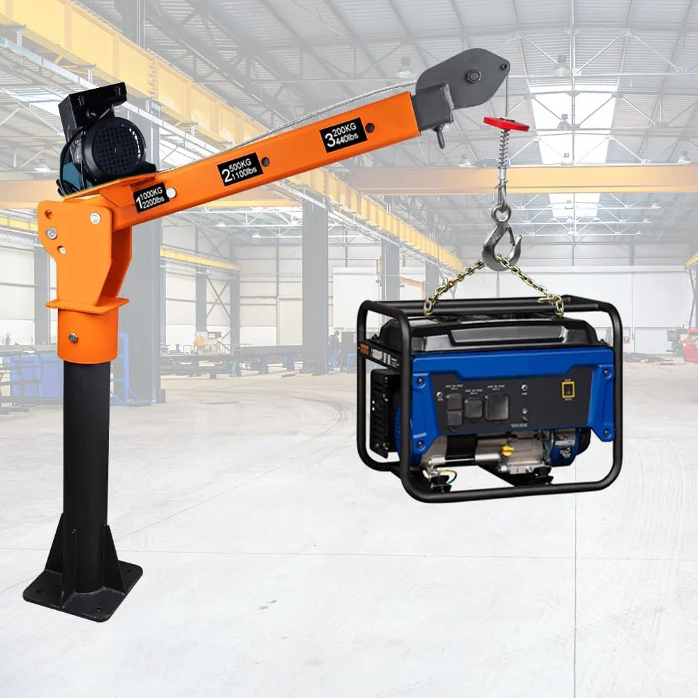1100lb Folding Dismountable Household Hoist Truck Crane with Electric Hoist (110V) �� 880lb Pulling Force, Jib Cranes for Factory, Warehouse, Construction